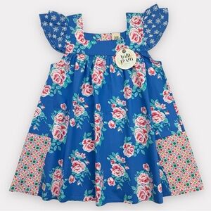 Sz 8 Wildflowers Fantasia Flutter top NWT blue floral shirt LaLa Land